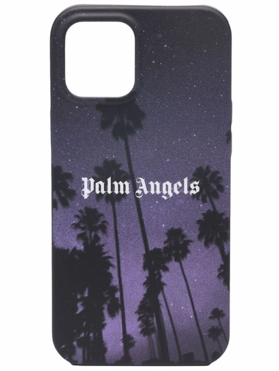 Palm Angels Black & Purple Stars & Palms Iphone 12/12 Pro Case In O Black Whit