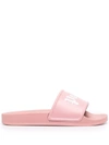 Palm Angels Logo-embossed Pool Slides In Pink