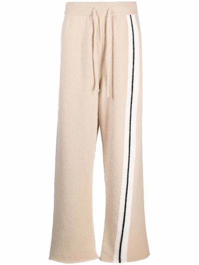 Palm Angels Striped Wide Leg Track Pants In Neutrals