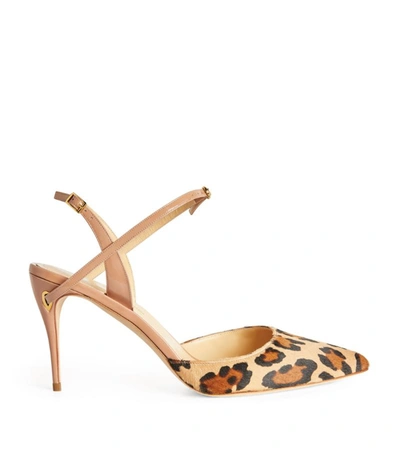 Jennifer Chamandi Brown Vittorio 85 Leopard Print Leather Mules