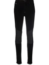 Philipp Plein Leather-inset High-waist Skinny Jeans In Black