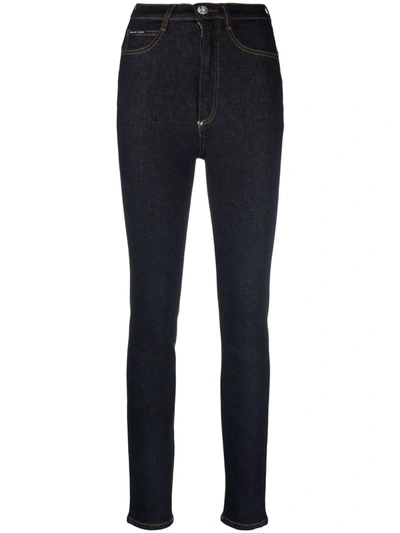 Philipp Plein Iconic High-waist Skinny Jeans In Blue