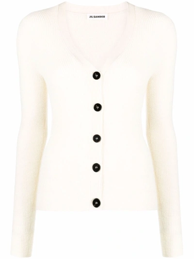 Jil Sander Button-up Knitted Cardigan In White