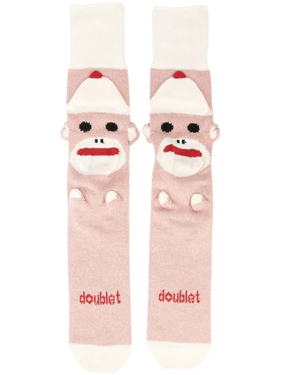 Doublet Logo Monkey Socks In Pink