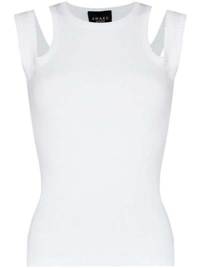A.w.a.k.e. Cutout Ribbed Organic Cotton-jersey Tank In White
