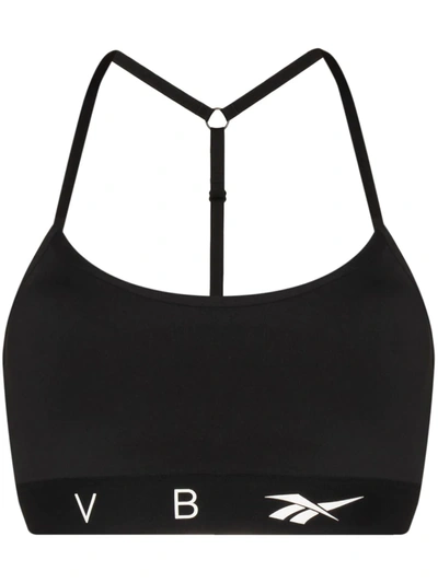 Victoria Beckham Logo Band T-back Sports Bra In Black