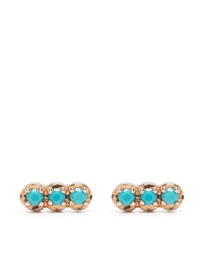 Ginette Ny 18kt Yellow Gold Fallen Sky Strip Turquoise Stud Earrings