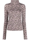 XACUS FLORAL-PRINT ROLL NECK TOP