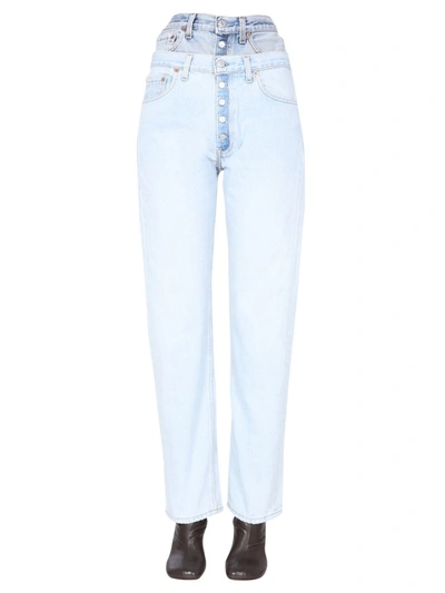 1/off Double Waisted Jeans Unisex In Blue