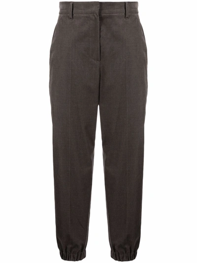 Brunello Cucinelli High-waisted Straight-leg Trousers In Grey