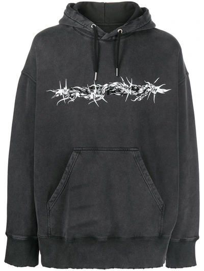 Givenchy Black Oversize Jersey Hoodie With Print In Nero