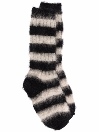 Forte Forte Mohair-blend Striped Socks In Black