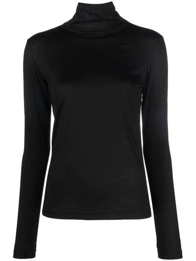 Xacus Roll Neck Knitted Top In Black