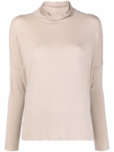 Kristensen Du Nord Cowl-neck Tonal Jersey In Neutrals