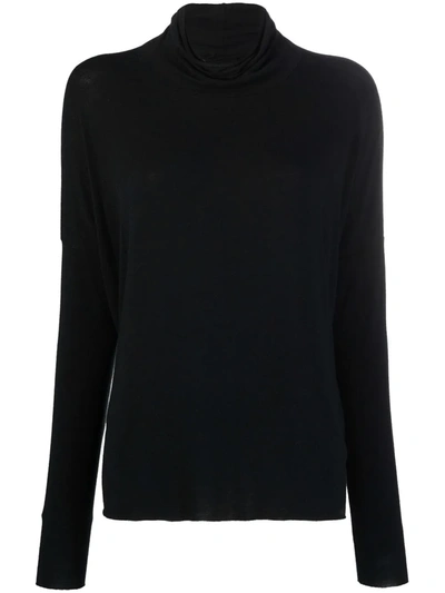 Kristensen Du Nord Cowl-neck Tonal Jersey In Black