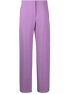 Ferragamo Purple Wool Blend Straight Trousers In Purple