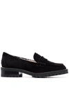 Jimmy Choo Deanna Crystal-embellished Shearling-lined Suede Loafers In Black