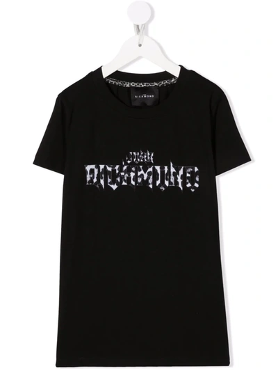 John Richmond Junior Kids' Logo Print T-shirt In Black