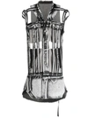 Rick Owens Distressed Denim Sleeveless Jacket In Schwarz