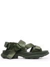 Alexander Mcqueen Tread Oversized Sole Sandals In Khaki