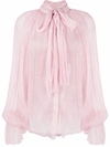 Atu Body Couture Pussy Bow-collar Silk Blouse In Rosa