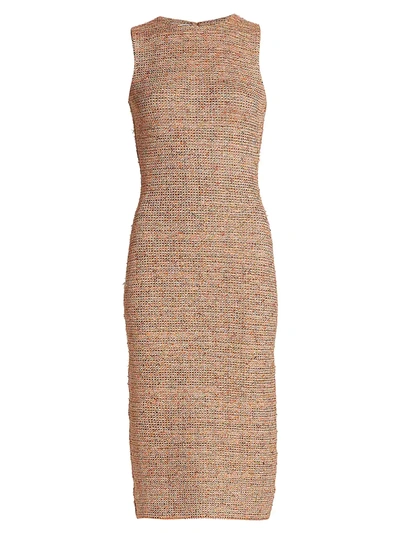 St John Boucle Knit Dress In Medium Brown Multi