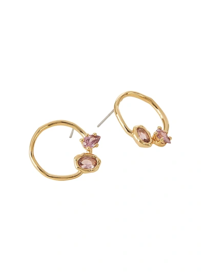 Alexis Bittar Asterales 14k Gold-plated & Nano-gem Circle Stud Earrings In Pink