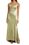Elliatt Aisle Satin Slipdress In Khaki