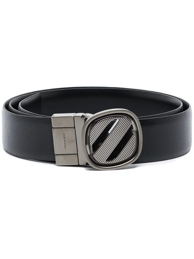 Ermenegildo Zegna Black Logo Buckle Leather Belt
