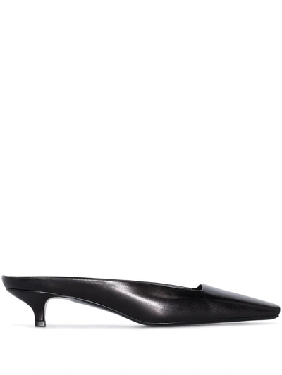 Totême Black 35 Square Toe Leather Mules