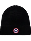 Canada Goose Arctic Disc Ribbed-knit Beanie In Black