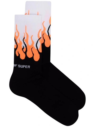 Vision Of Super Socks With Fluo Flames In Black