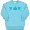 MSGM LIGHT-BLUE DRESS FOR BABY GIRL WITH VELVET LOGO,MS027875 076