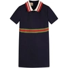 GUCCI BLUE DRESS FOR BABY GIRL WITH DOUBLE GG,658130 XJDMW 4340