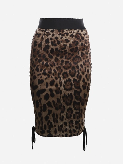 Dolce & Gabbana Silk Pencil Skirt With All-over Leopard Print