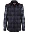 Woolrich Alaskan Melton Wool Black Grey Red Overshirt In Grigio/nero