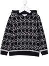 CHLOÉ KIDS NAVY BLUE SWEATER WITH ALL-OVER MONOGRAM,C15B98 859