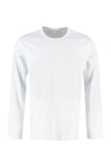 Comme Des Garçons Shirt Logo Print Cotton Jersey L/s T-shirt In White