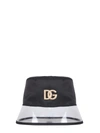 Dolce & Gabbana Nylon And Pvc Bucket Hat With Dg Logo In Nero