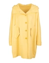 ERMANNO SCERVINO YELLOW WOOL COAT WITH HOOD AND SIDE SLITS,D396D314LDDT 30858