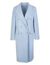 ERMANNO SCERVINO LONG DOUBLE BREASTED COAT IN LIGHT BLUE WOOL,D396D304DDT 64010