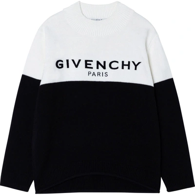 Givenchy Multicolor Sweater For Kids With Logo In Nero-bianco
