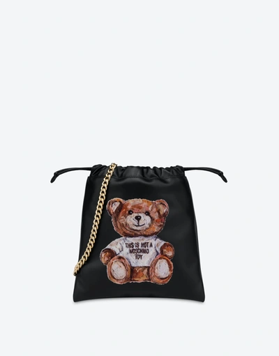Moschino Painted Teddy Bear Bucket Bag In Pink