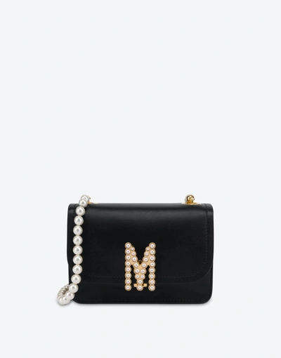 Moschino M Bag With Pearls In Black