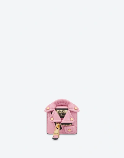 Moschino Biker Airpods Holder In Pink