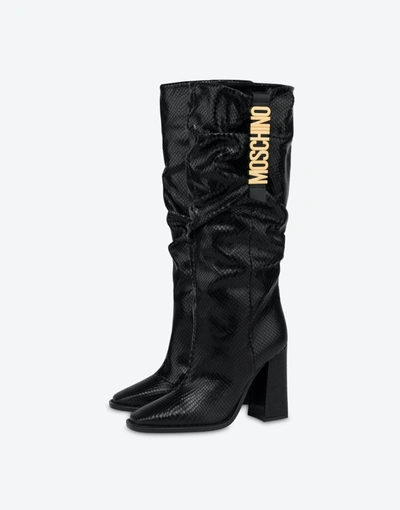 Moschino Belt Goat Boots In Black