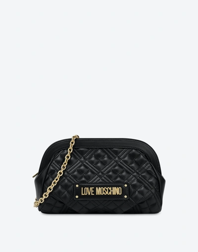 Love Moschino Lettering Logo Quilted Clutch In Black
