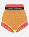 DOLCE & GABBANA JACQUARD TULLE BRIEFS/HIGH-WAISTED PANTIES WITH BRANDED ELASTIC