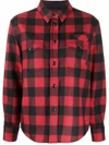 Woolrich Wool Blend Patchwork Shirt Jacket In Red Black Buffalo