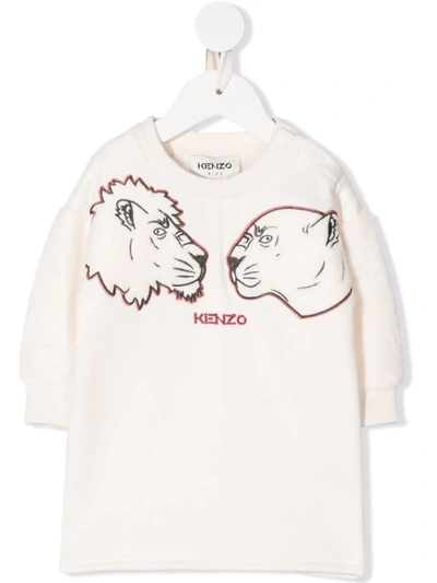 Kenzo Babies' Animal Embroidered Dress In White